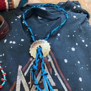 Handmade leather braided bolo necklace